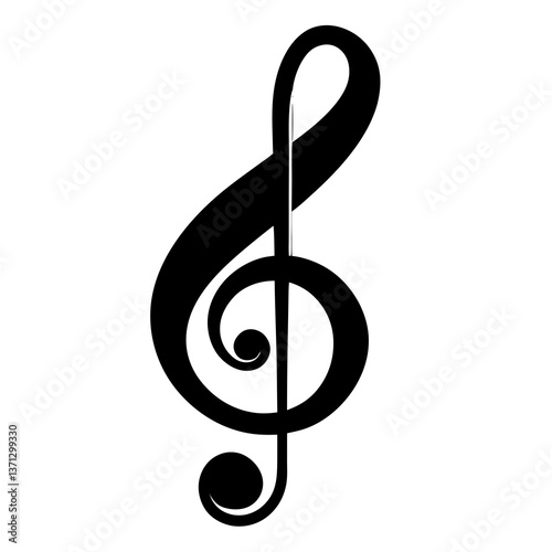 Editable Musical Treble Clef Emblem for Audio Projects Vector illustration

