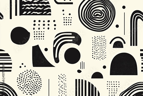 Wallpaper Mural Abstract black and white geometric shapes across the background Torontodigital.ca