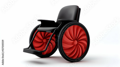 Modern Black and Red Wheelchair Design with Swirl Wheels