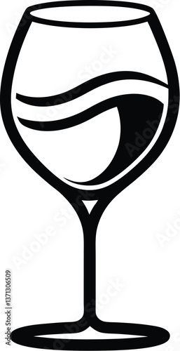Wine glass vector silhouette, wne glass with wine for tasting flat vector icon for apps and websites 