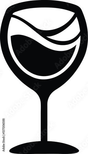 Wine glass vector silhouette, wne glass with wine for tasting flat vector icon for apps and websites 