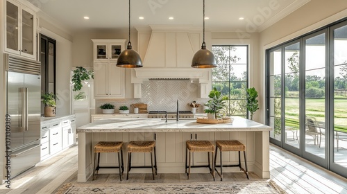 Wallpaper Mural elegant high-end kitchen with exquisite details, featuring a large kitchen island Torontodigital.ca