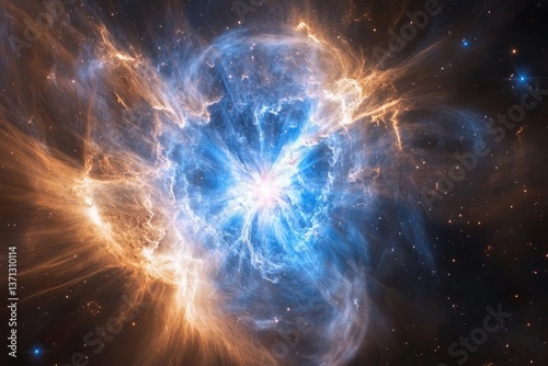 magnetar emitting powerful magnetic fields, capturing the mixed hues of space dust and starlight reflecting on its surface photo