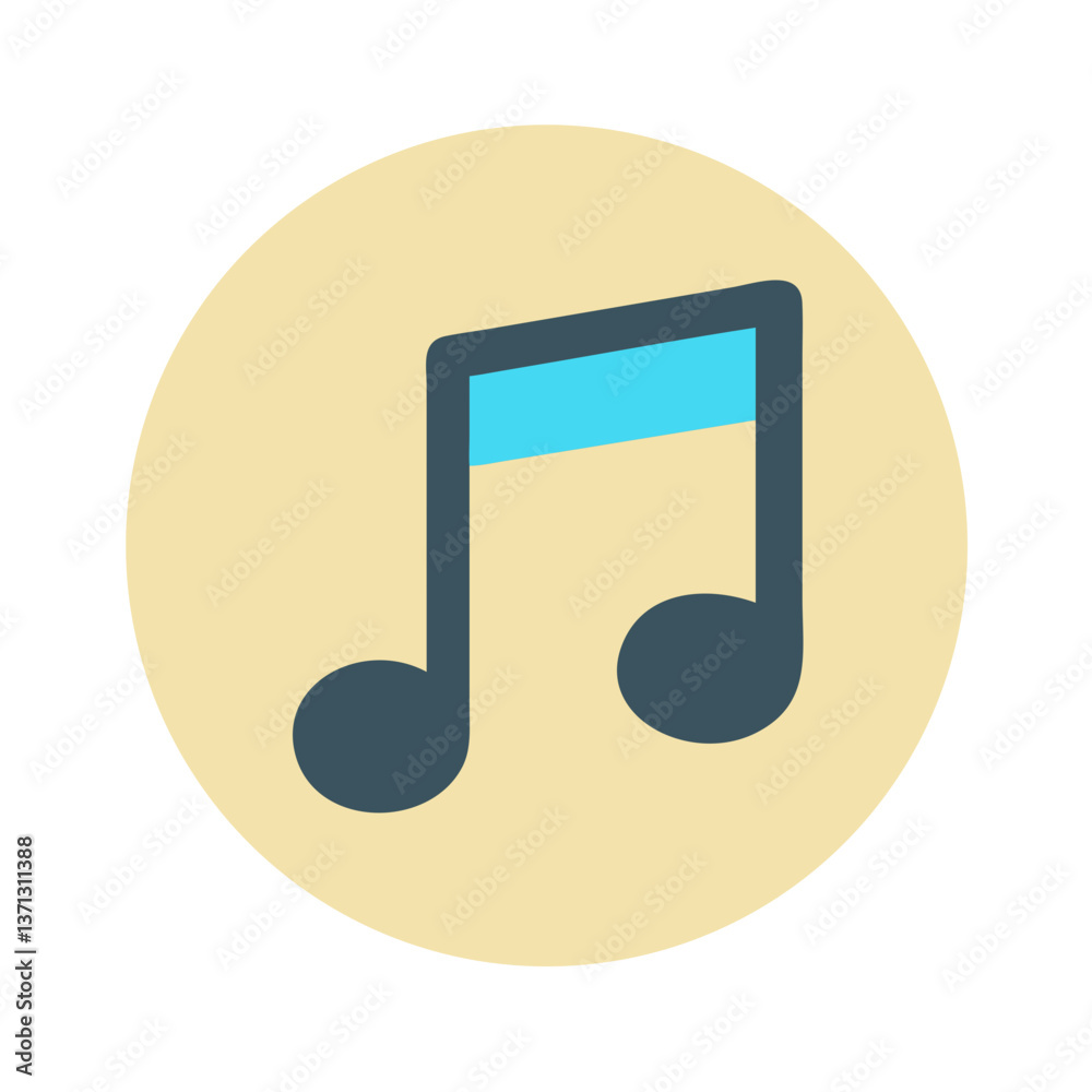 Musical note icon displayed on a simple background Musical note icon displayed on a simple background