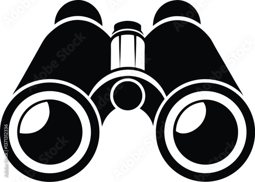 Binocular field glasses silhouette, binocular field glasses flat icon 
