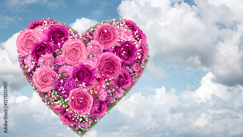 Heart shape flowe. Valentine concept.