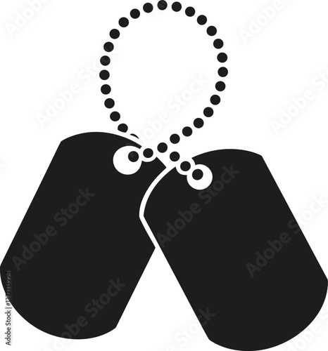 Patriotic Military Dog Tags Silhouette Vector for Memorial and Veterans Day