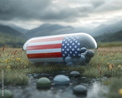 Capsule US Flag Nature Scene