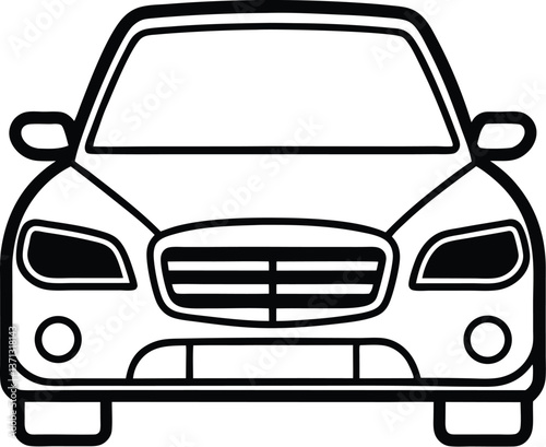 Sedan car front view silhouette, sedan car, vehicle or automobile front view flat vector icon for apps and websites 