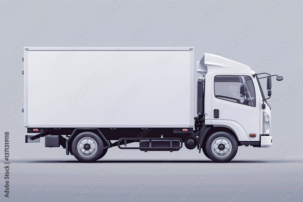 High Quality Image of Isolated Side View White Box Truck High Quality Image of Isolated Side View White Box Truck