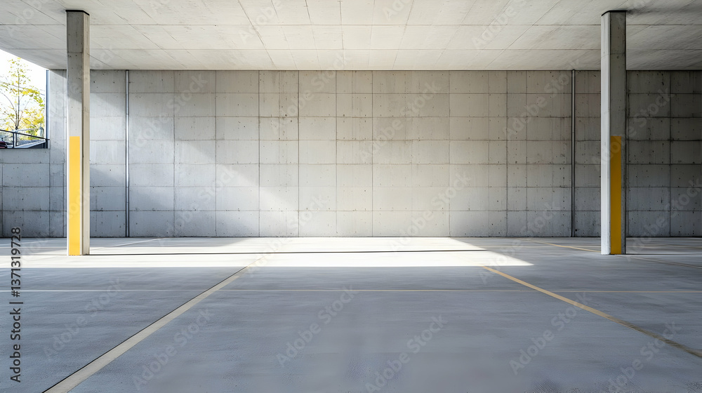 Empty Modern Concrete Parking Garage Interior Empty Modern Concrete Parking Garage Interior