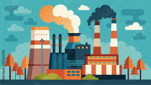 A constant hum of machinery and the smell of burning coal that encapsulates the steam coal power plant.. Vector illustration