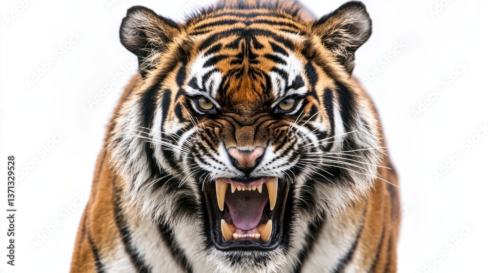 Obraz premium Fierce Tiger Roaring Aggressively with Striking Expression