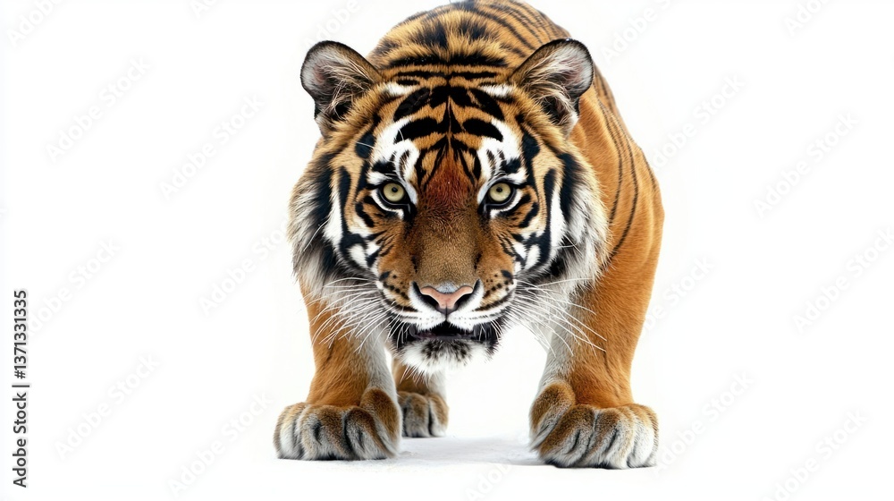 Naklejka premium Majestic Tiger Stalking, Showcasing Power and Grace in Motion