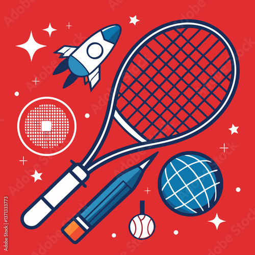 tennis racket and ball