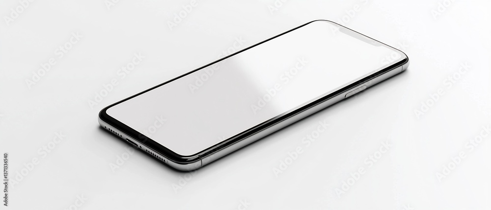 Sleek smartphone with minimalist design on pristine background ready for content Sleek smartphone with minimalist design on pristine background ready for content