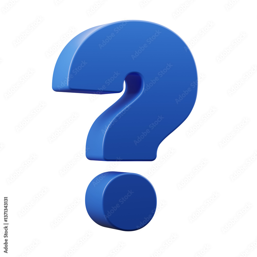 Blue question mark 3D render Blue question mark 3D render