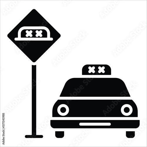Taxi Stand  Icon Element For Design