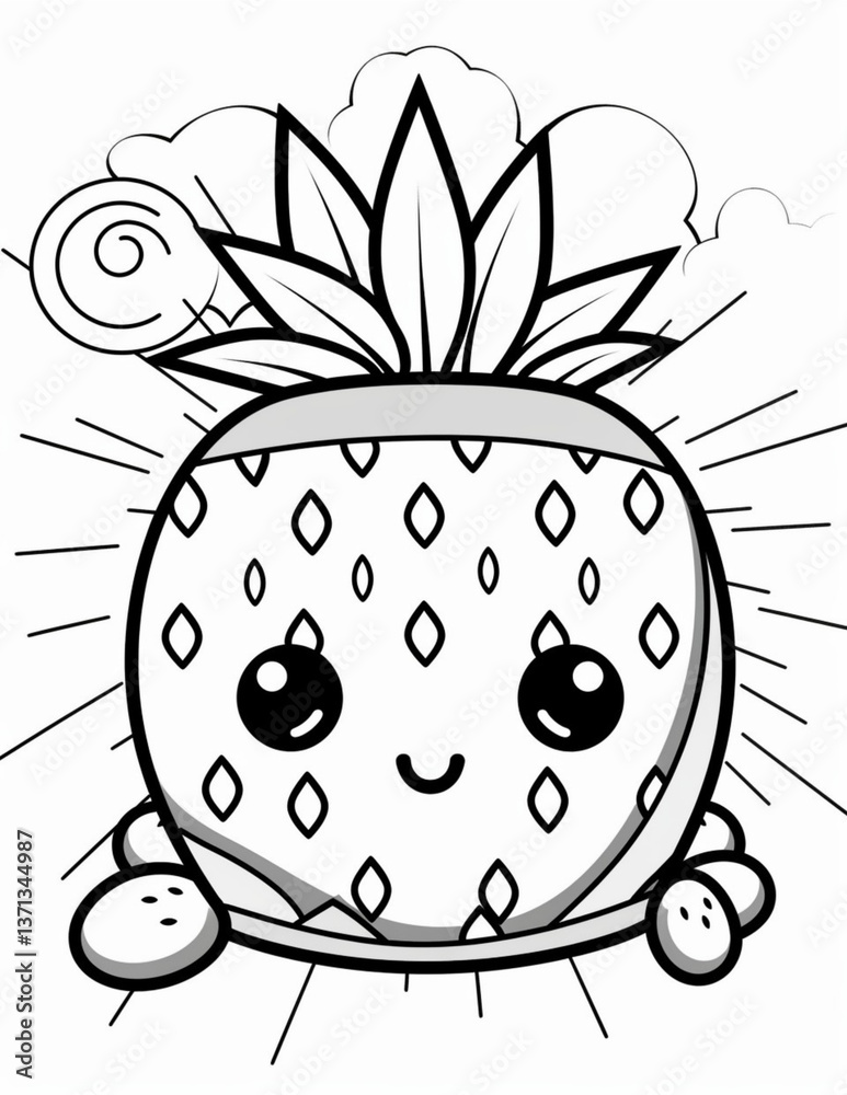 Obraz premium Coloring page kawaii cute cartoon illustration