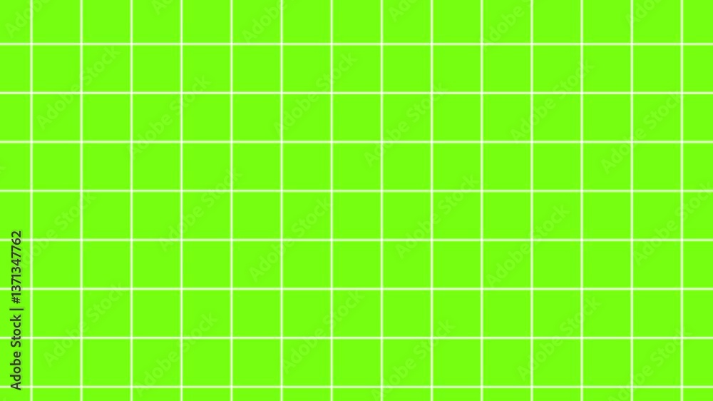 Stylized depiction of abstract white square web line, net mosaic lights pattern. Animated motion graphics cartoon vector 2D on chromakey green screen background. Template banner design element