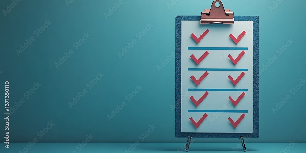 Checklist on Stand, Teal Background