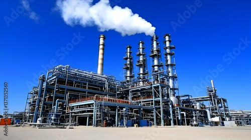 Realistic Photo Of An Industrial Factory With Chimney And Smoke