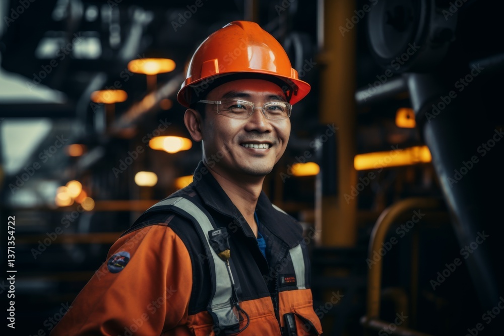 Portrait of a Asian worker on oil platform