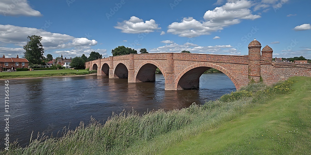 Fototapeta premium Ancient Stone Bridge Over River
