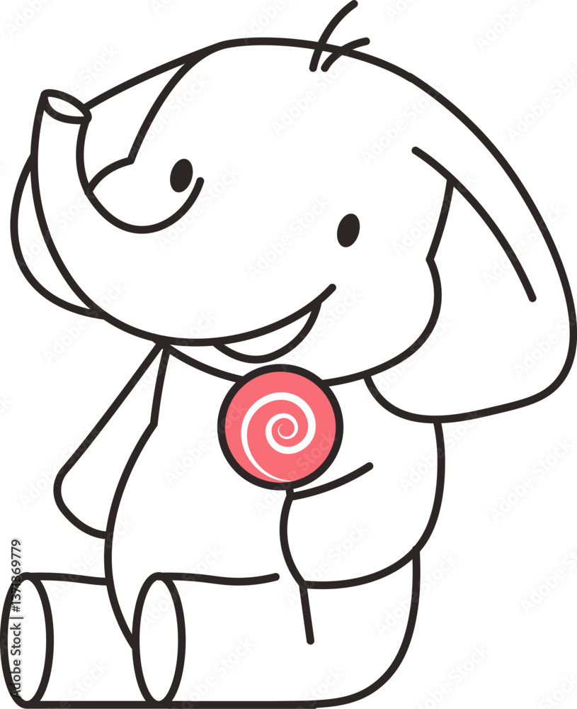 Obraz premium Elephant with a Lollipop