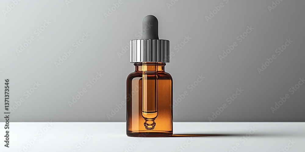 Amber Dropper Bottle on White Surface Amber Dropper Bottle on White Surface