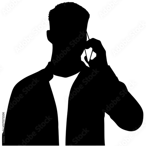 スマホで話す男性のイラスト