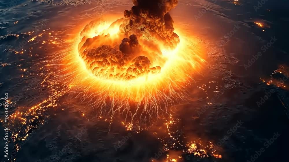 Giant Meteor Crashes into Earth with Explosion