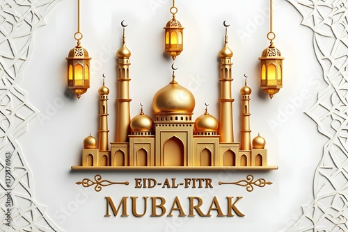 Wallpaper Mural Festive Eid Al-Fitr Greeting with Golden Lanterns Torontodigital.ca