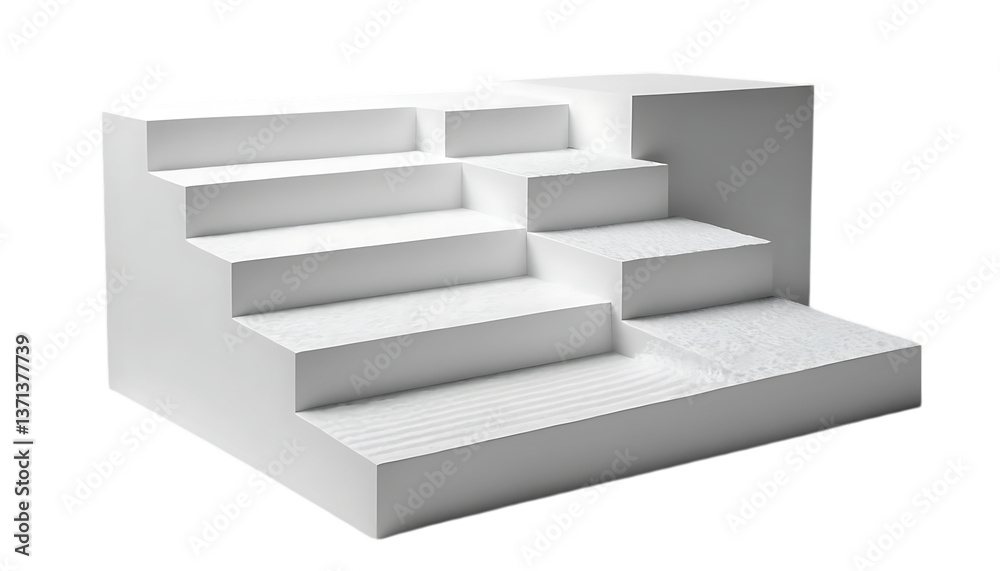 3D textured white step design with a contemporary png 3D textured white step design with a contemporary png