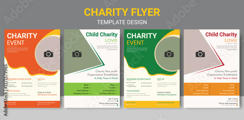 Charity Fundraising Flyer Template  Help and Donate Today. set of print flyer or poster template for Charity fundraising event, charity foundation