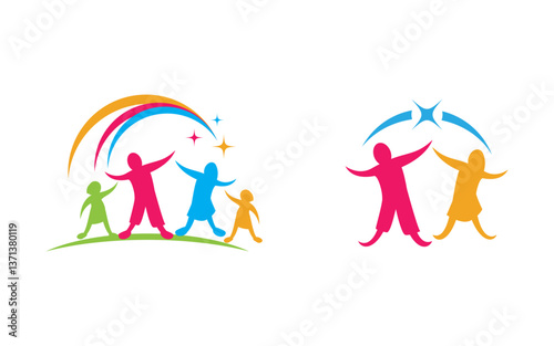 Community and adoption care network and social icon illustration v.10