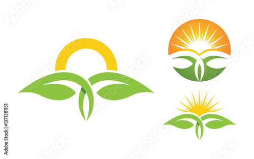 Nature leaf ecology vegan concept Logo illustration v.8