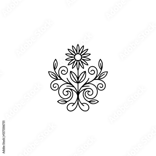 Delicate Floral Line Art Logo: Daisy & Swirls, Minimalist Design