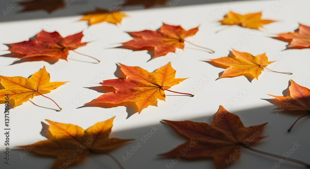 Autumn Leaves Scattered on White Autumn Leaves Scattered on White