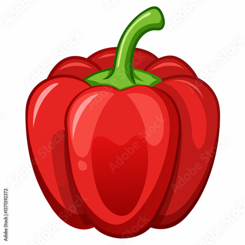 glossy red bell pepper with natural curves 