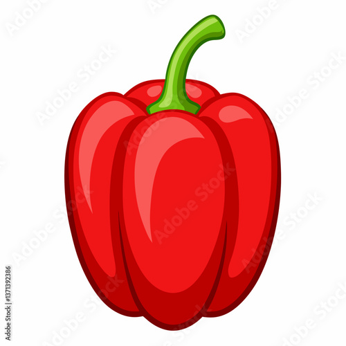 glossy red bell pepper with natural curves 