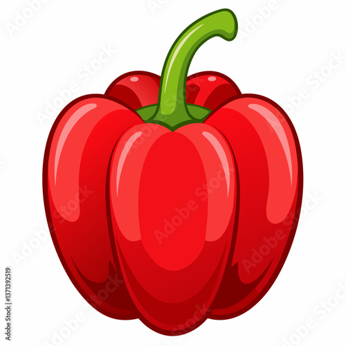 glossy red bell pepper with natural curves 