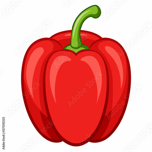 glossy red bell pepper with natural curves 
