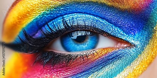 Colorful Eye Makeup Close-up