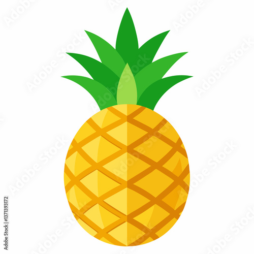 golden pineapple with spiky green leaves