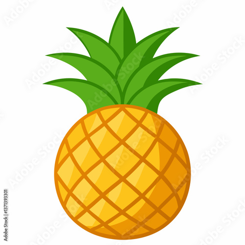 golden pineapple with spiky green leaves