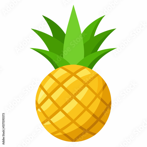 golden pineapple with spiky green leaves