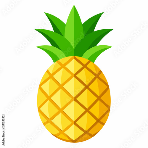 golden pineapple with spiky green leaves