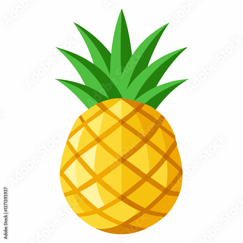 golden pineapple with spiky green leaves