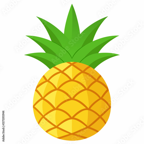 golden pineapple with spiky green leaves